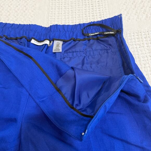 new Calvin Klein 12 side zip linen pant flat front elastic waist P 2661 - Picture 8 of 11